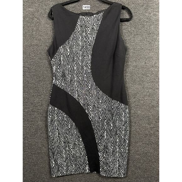 Cache Bodycon Dress Womens Size 12 Black Colorblock Back Zipper Tight Dinner - Picture 1 of 6